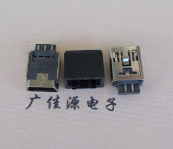凤岗镇MINI USB 5Pin接口 带护套焊线母座 B型180度铜壳