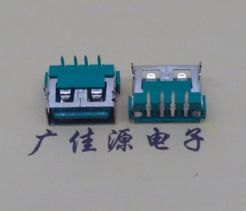 凤岗镇USB2.0接口|AF90度母座|卧插直口|绿色胶芯