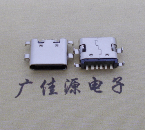 凤岗镇简易充电type c6P母座沉板1.6mm接口