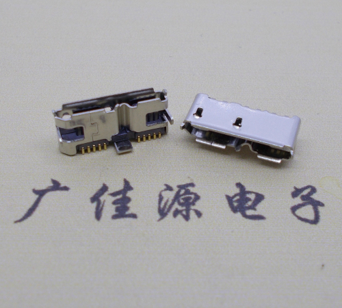凤岗镇 双接口micro usb3.0母座有卷边10pin三个固定脚插板